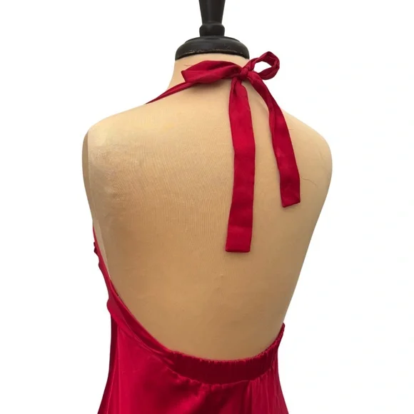 90s Victoria's Secret Silk Red Vintage Empire Waist Maxi Gown Slip Dress